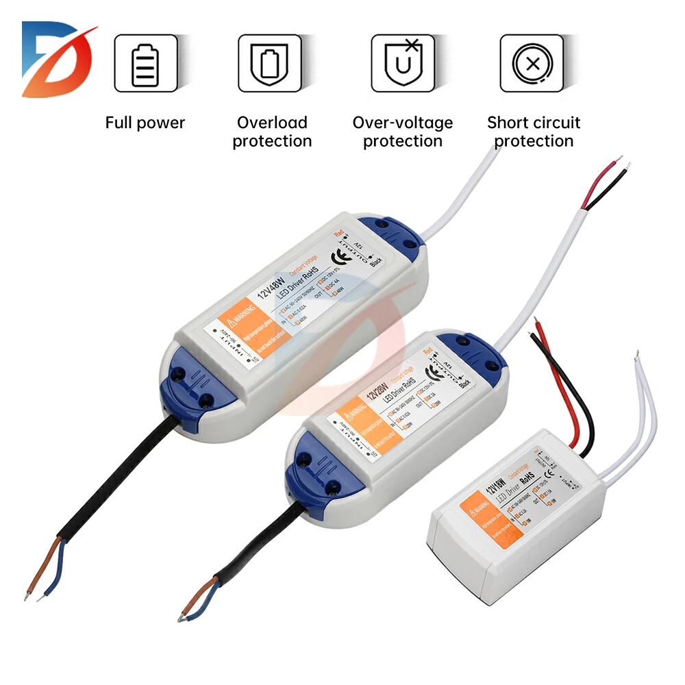 12V LED Driver Switching Power Adapter AC 110V 220V to DC 12V Power Supply 18W 28W 48W 12 Volt Power Adapter LED Transformer