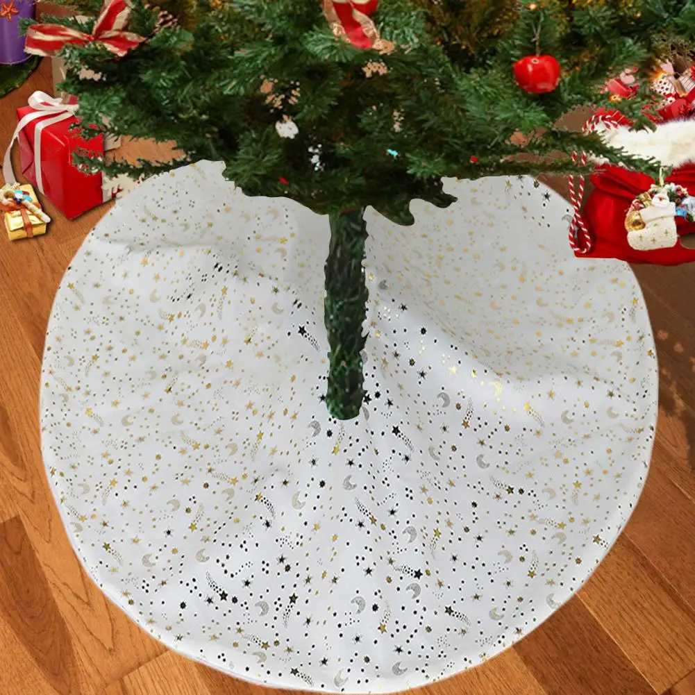 

High-quality Tree Skirt for Winter Winter Holiday Double-layer Christmas Tree Skirt with Moon Star Snowflake Design for Pencil