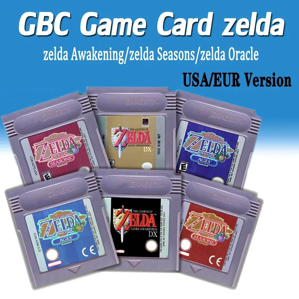 Cartucho de Jogo GBC The Legend of Zelda 16Bit para Consola Awakening DX Oracle of Seasons Oracle of Ages