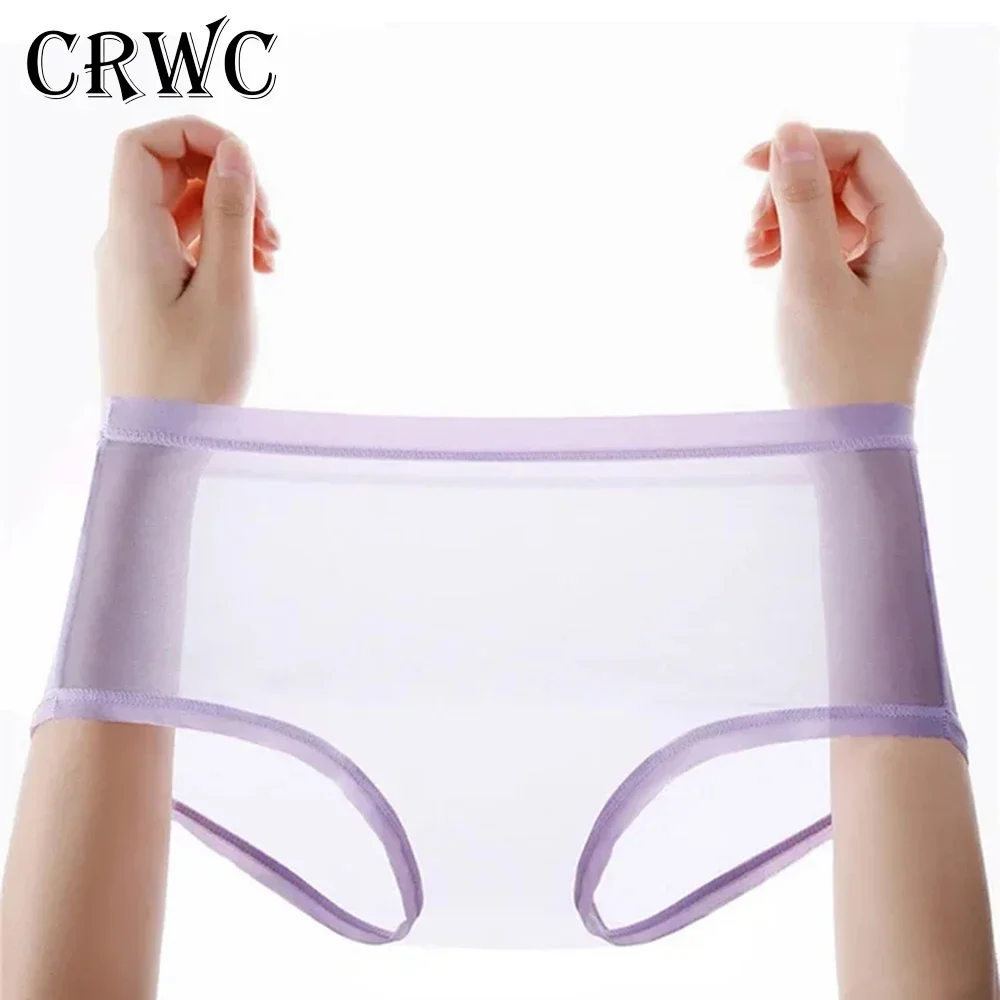 Women Full Transparent Underwear Solid Color Fashion Cozy Briefs Perspective Sexy Lingerie Female Erotic Panties Fast Shipping