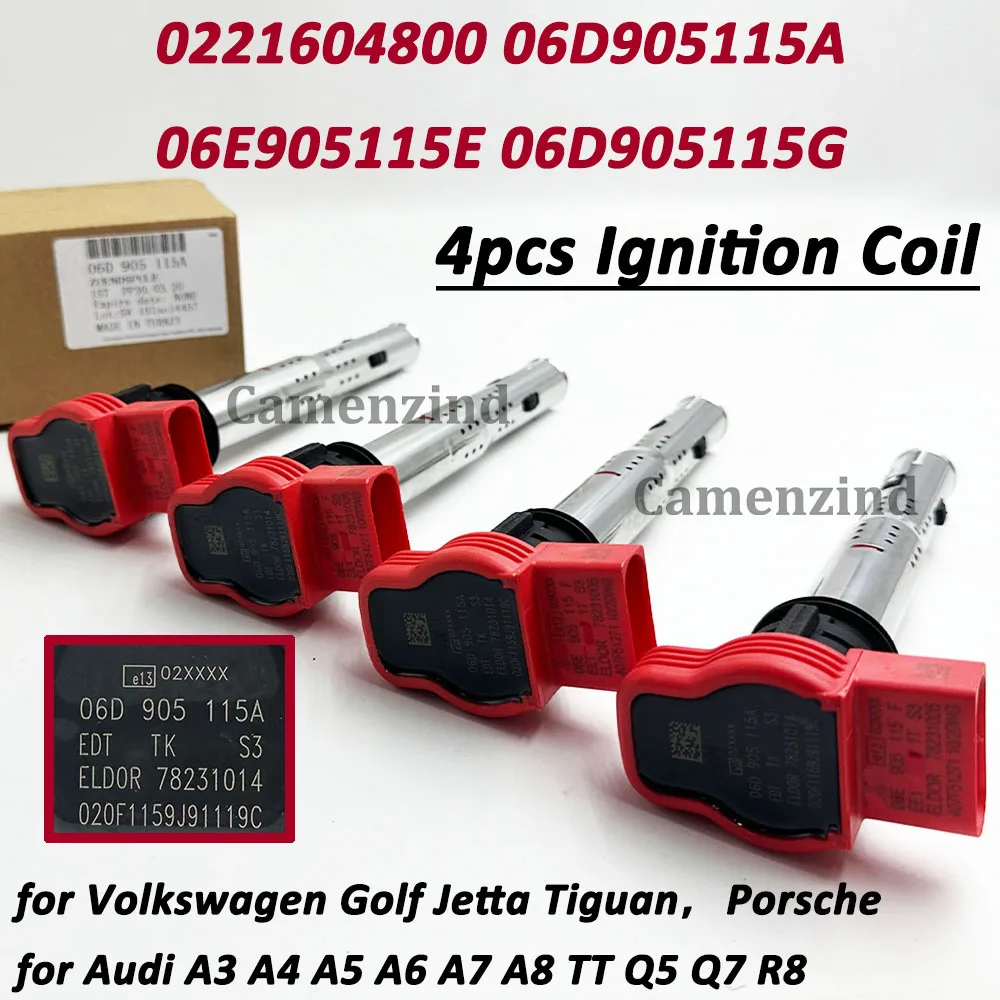 

4Pcs 06E905115 06E905115C 07K905715G Ignition Coil 06D905115 06F905115E for 2006-2016 A-udi TT A4 V-W Golf Jetta GTI EA113 EA888