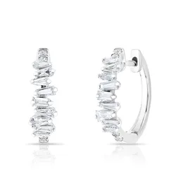 Huitan Fashion Irregular Cubic Zirconia Hoop Earrings for Women Simple Versatile Daily Wear Earrings Temperament Girls Jewelry