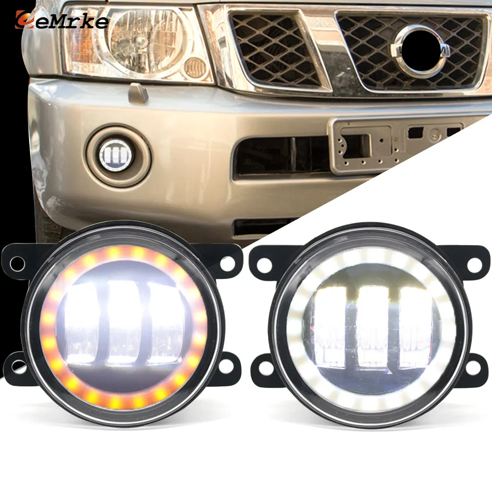 

Led Fog Lights Assembly Lens For Nissan Patrol Y61 2005-2009 Patrol Safari UAE 2011-2024 Angel Eye White DRL Yellow Signal Light