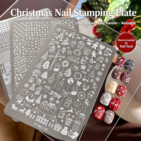 Gothic Letter Nail Art Transfer Printing Steel Plate Nail Art Silicone Stamp Christmas Series Manicure Tool Templates