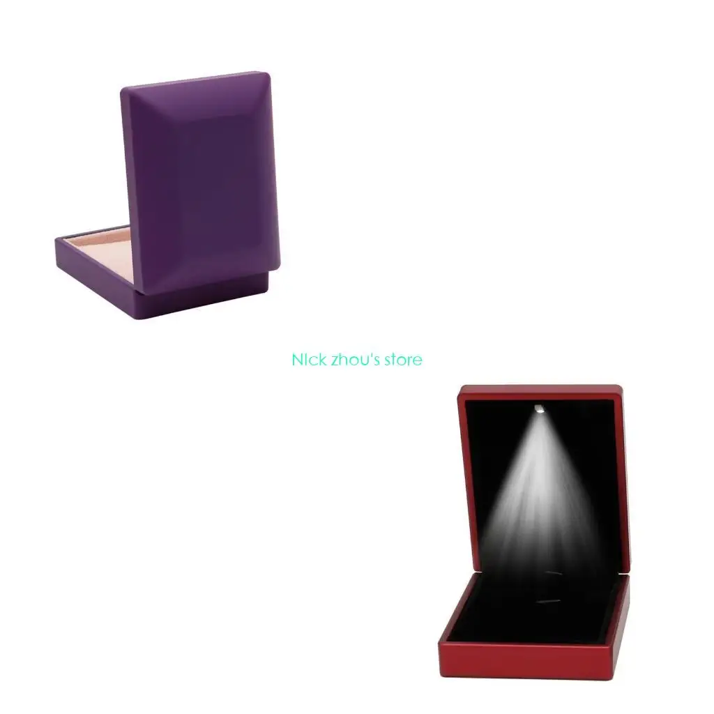 

E15E Luxury LED Light Bracelet Gift Box Jewelry Bangle Box Storage for Case Holder for Wedding Engagement