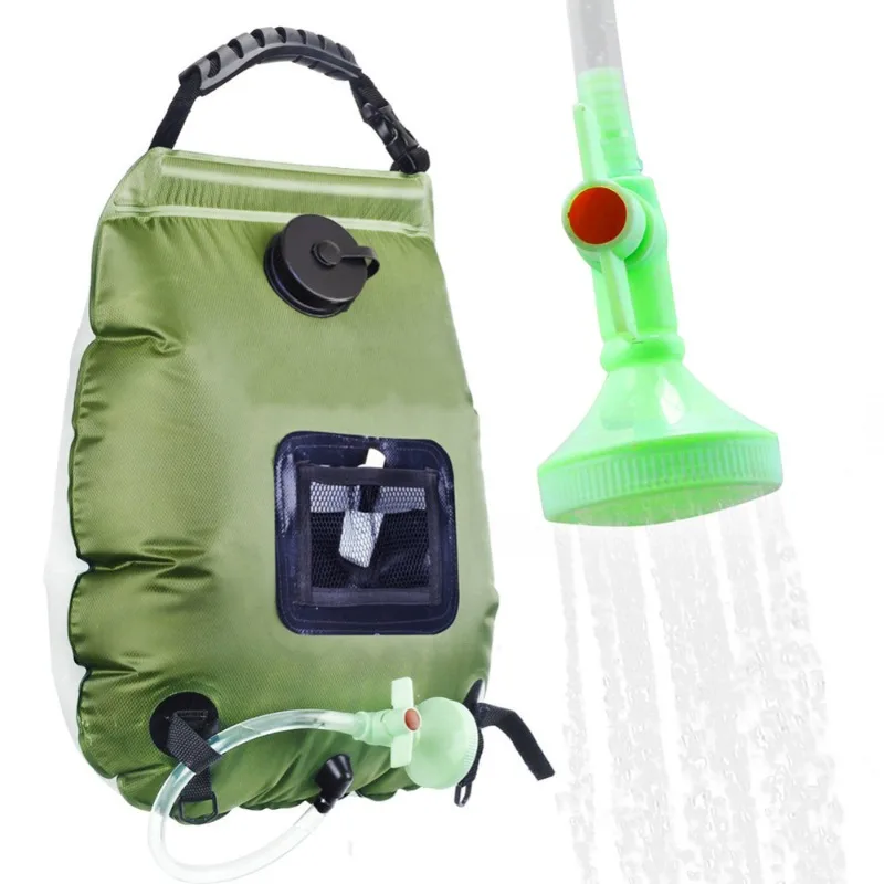 1pcs 20L Portable Outdoor Fold Camping Shower Water Bag Wash Bag Solar Heat Absorption Shower Bag