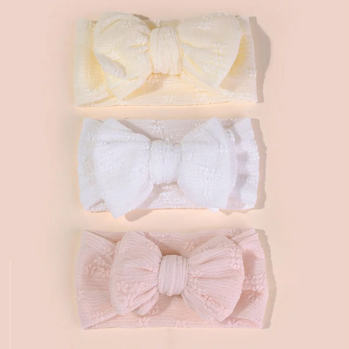 Baby Summer Breathable Baby Mesh Headbands Top Knot Double Bows Soft Turban Headwraps Girls Hair Accessories 3pcs/set