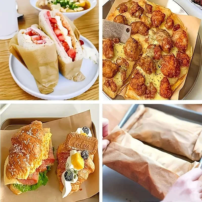 100Pcs Large Thick Pre‑Cut Baking Paper, Food‑Grade Non‑Stick Oil‑Resistant Kitchen Paper, Convenient Size for Baking, Frying &