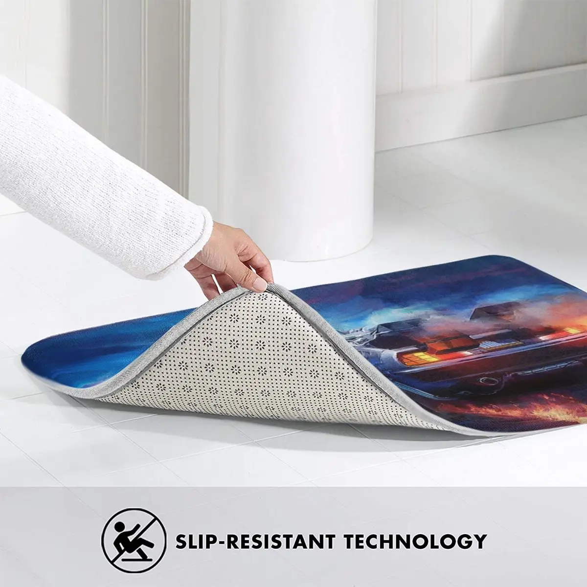 العودة إلى المستقبل Delorean Time Machine المضادة للانزلاق ممسحة الكلمة حصيرة السجاد البساط للمطبخ مدخل المنزل الحمام مسند القدم الحصير