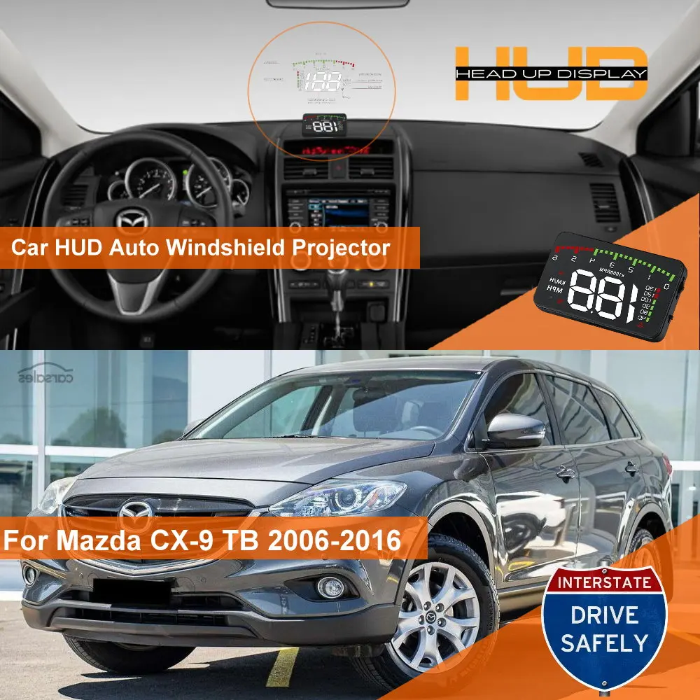 Car Head Up Display HUD For Mazda CX‑9 TB 2006-2016 TC 2017-2024 Auto Windshield Projector Accessories