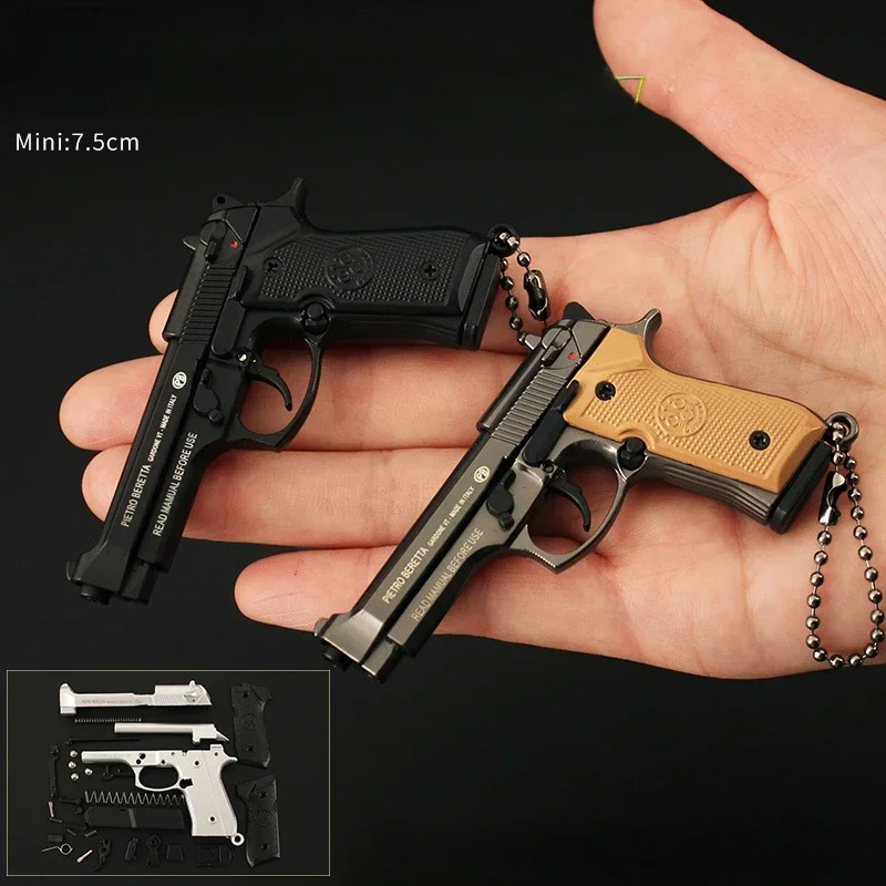 1:3 Mini  M92A1 Detachable Toy Gun Alloy 92F Pistol Model Keychain Pendant Miniature Pistola Collection Toy Boys Gifts