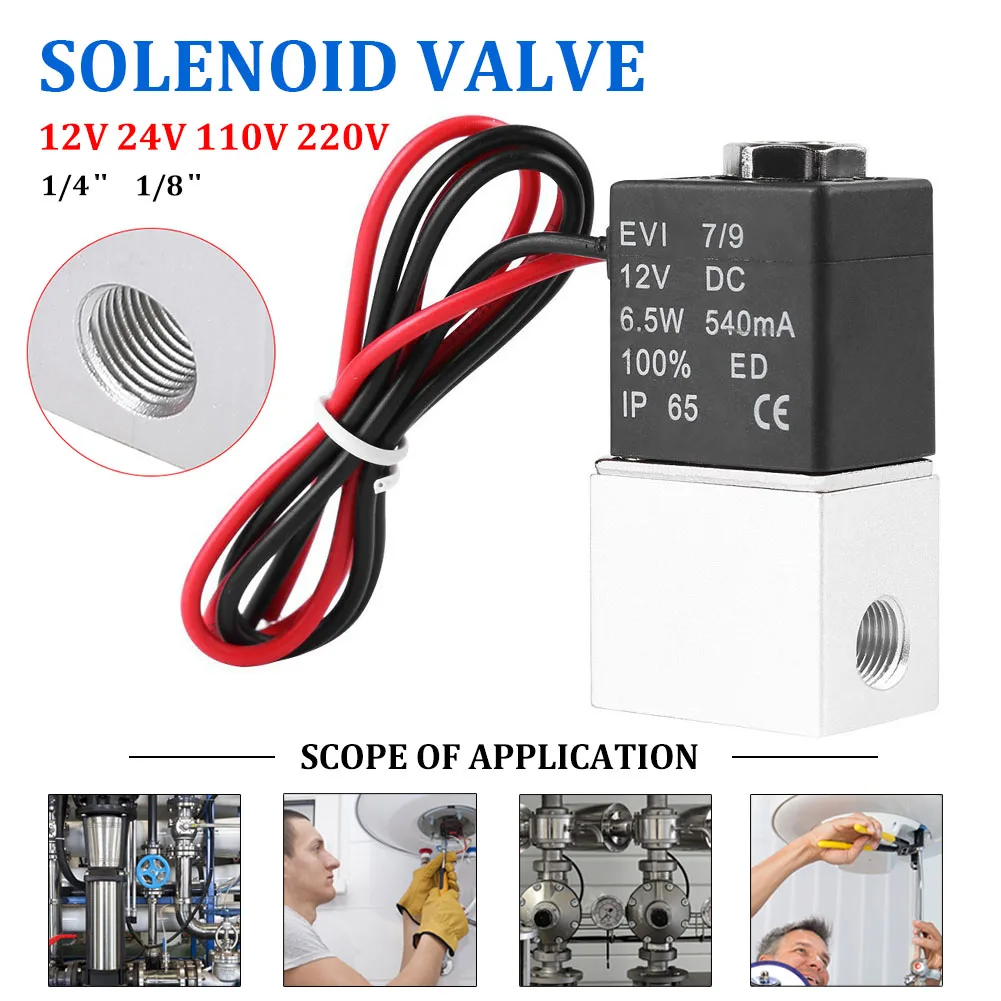 

Electric Solenoid Valve 1/4" 1/8" DC 12V 24V 110V 220V 2 Way Normally Closed Direct-acting Pneumatic Valves For Water Air Gas