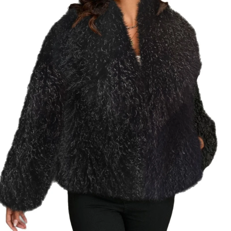 Pelz Große Revers Künstliche Pelz Jacke Kurze Mode Nachahmung Fuchs Pelz Jacke Flauschigen Plüsch Frauen