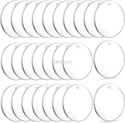 30mm 50mm 60mm Acrylic Circle Blanks Clear Rounds with Hole Acrylic Blank for Keychain Pendant DIY Jewelry Making Accessories