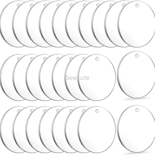 아크릴 원형 블랭크, 구멍이 있는 투명 라운드, 키체인 펜던트, DIY 쥬얼리 제작 액세서리, 30mm, 50mm, 60mm 