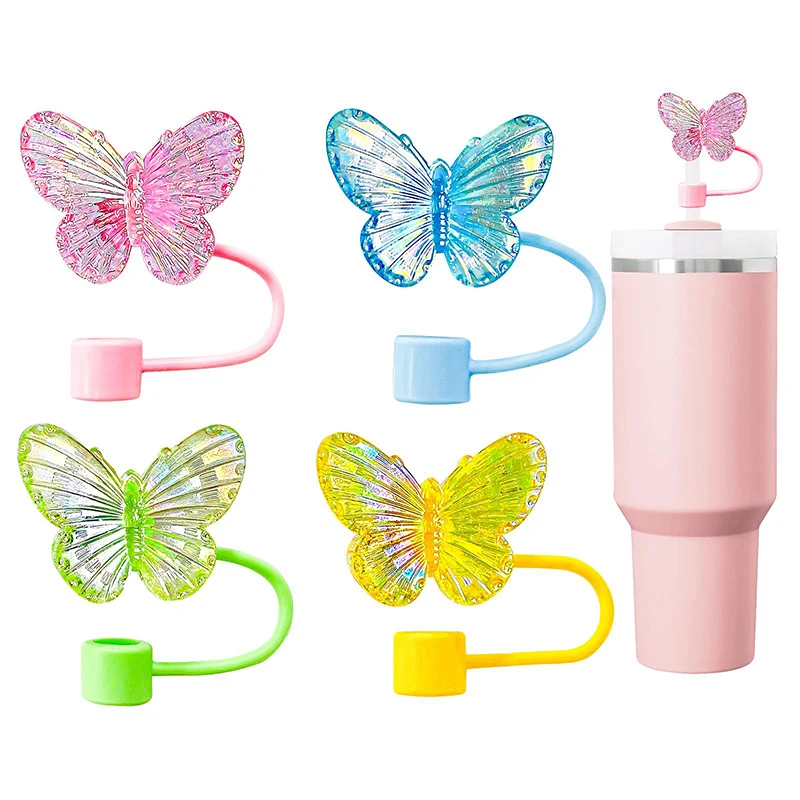 1PC Laser Butterfly Straw Plug Dust Cap For Stanley 30&40Oz Tumbler Reusable 10mm Sippy Cover Water Cup Decoration Accessories