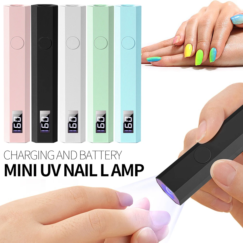 YIKOOLIN Portable Mini Nail Lamp with LED Display Portable Metallic Mini UV Light for Gel Nails with 2 Timers 20s/60s