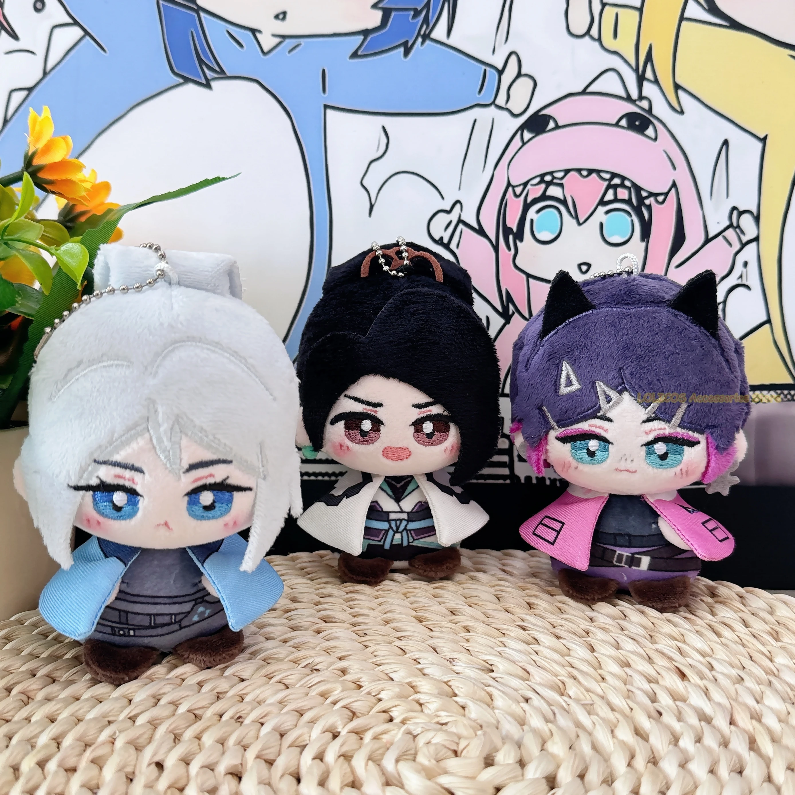 VALORANT Jett Sage Sitting Posture Dango Cute 10cm Game Pendant Keychain Anime Cosplay Gift view 2