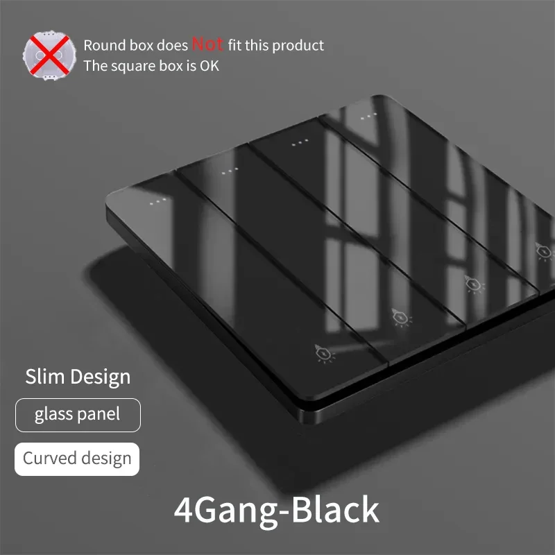 Ultra Thin Glass Wall Switch EU UK Standard 16a Socket Large Panel Wall Light Square Switch Socket 86mm Home Hotel Decoration image 3