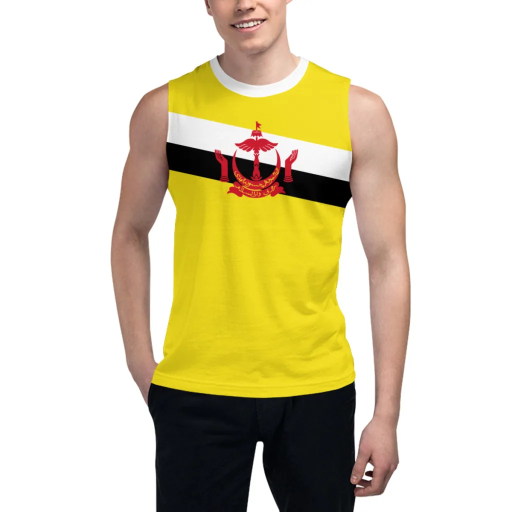Sleeveless T-shirt Brunei Flag 3D Men's Boys Tshirt Gyms Tank Tops Fitness Joggers Basketball Training Vest