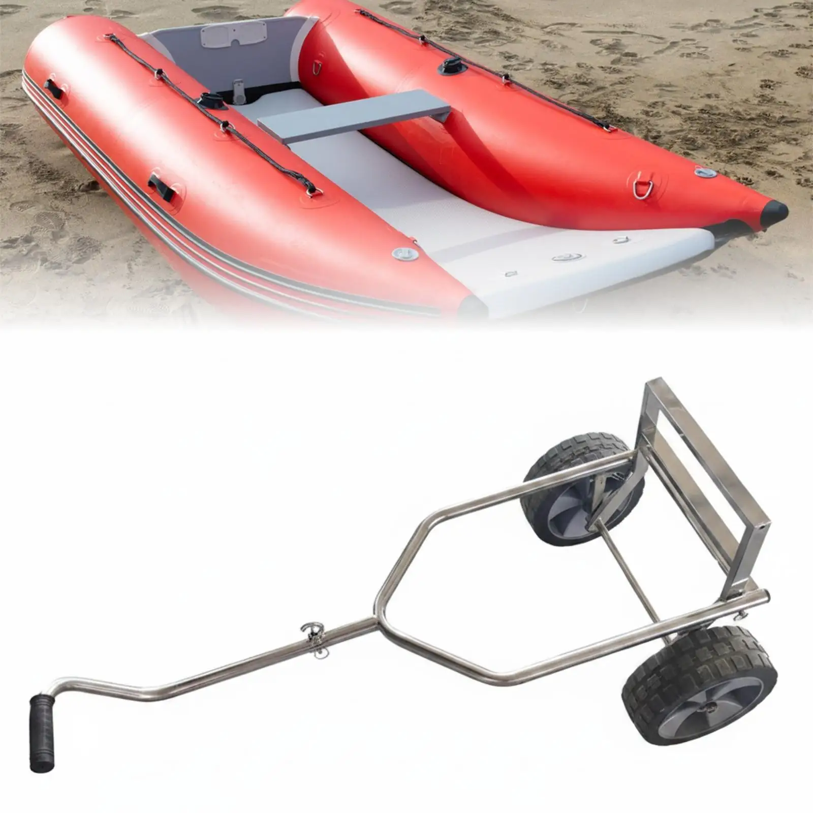 Boat Trailer Dolly Supplies Heavy Duty with Tires Men Carrying Rubber Boats for Inflatable Boats Kayak Cart Trailer Mover Dolly