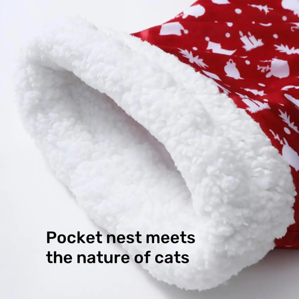 Soft Cat Bed Cozy Plush Cat Sleeping Bag for Winter Soft Semienclosed Cat Bed Cave 360-degree Warmth Sack for Indoor Cats 6-8kg