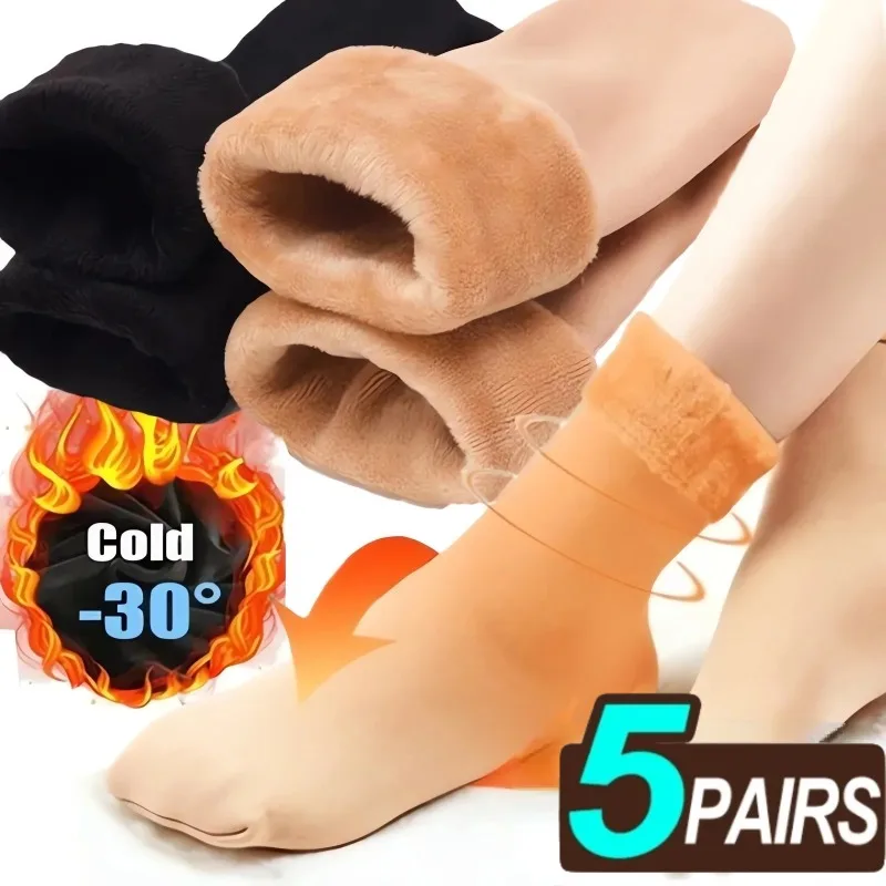 Winter warme feste Frauen Socken verdicken Thermos ocken Wolle Kaschmir schwarze Haut nahtlose Schnees ocke Samt Unisex Socken