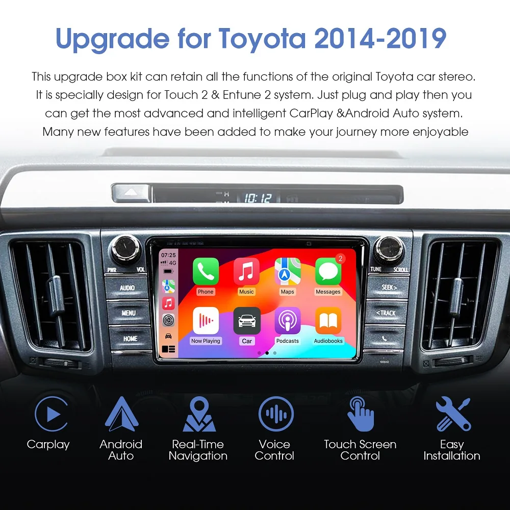 Wireless Carplay Android Auto For TOYOTA Touch2 Entune2.0 Prius C-HR Avalon Prius Sienaba Alphard Support Camera AirPlay