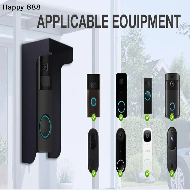 

Черный ветрозащитный круглый дождевик для дверного звонка, комплект металлического кронштейна для дверного звонка, декоративная накладка для видеодомофона