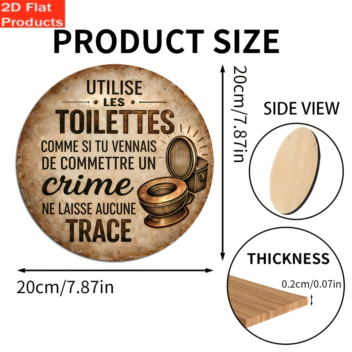 2D Flat, 1pc French Restroom Sign Suitable for Bathroom Decor, Vintage French Language Wall Plaque with 