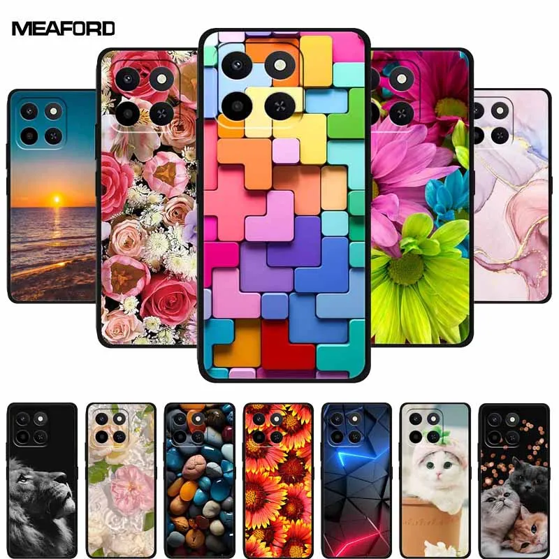 ل Honor X7d play 10T 400 الذكية 5G 2025 الحالات الهاتف المضادة للخبط الأسود سيليكون لينة حافظة من البولي يوريثان ل Honor X7d 4G الغطاء الخلفي Funda