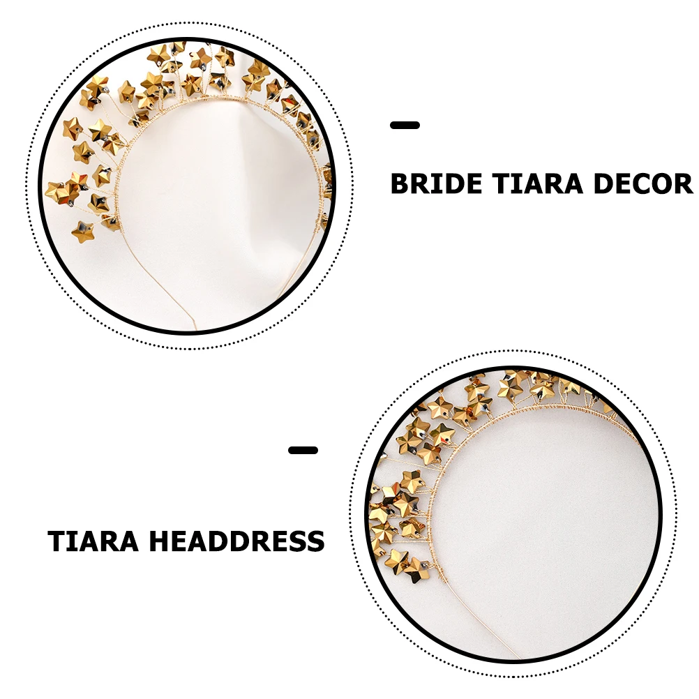 

Crown Headdress Bride Tiara Plastic Women Headb Wedding Celebration Star Tiara Headdress Performance Hair Accessories
