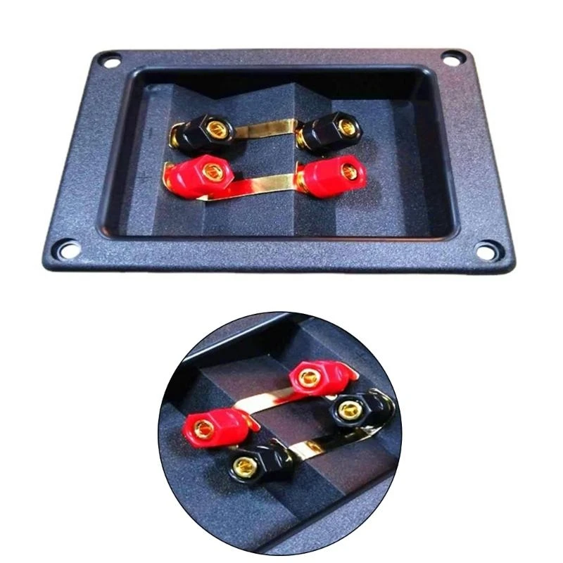 4 Way Speaker Box Clamp, Home Car Stereoes Binding Post Rectangle Spring Cup Connectors Speaker Junction Box Back Panel