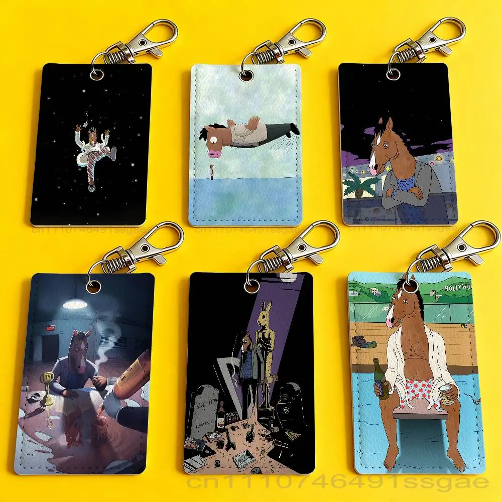 

Cool B-Bojack Horseman Card Holder Men And Womenn Universal Antirust Keychain Learther Access Drop Key Tag Ring