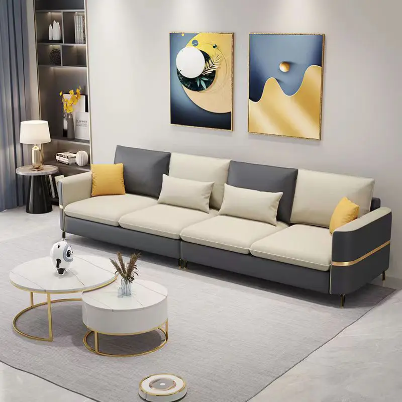 Living room sofa modern light luxury high sense rural anti-cat scratch technology fabric size apartment straight row princess
