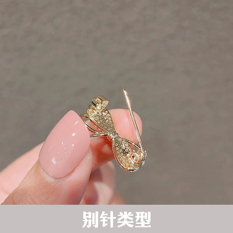 South Korea Cute Bow Brooch Female Ornament Fixed Clothes Collar Pin Anti-Unwanted-Exposure Buckle Business Suit Corsage
