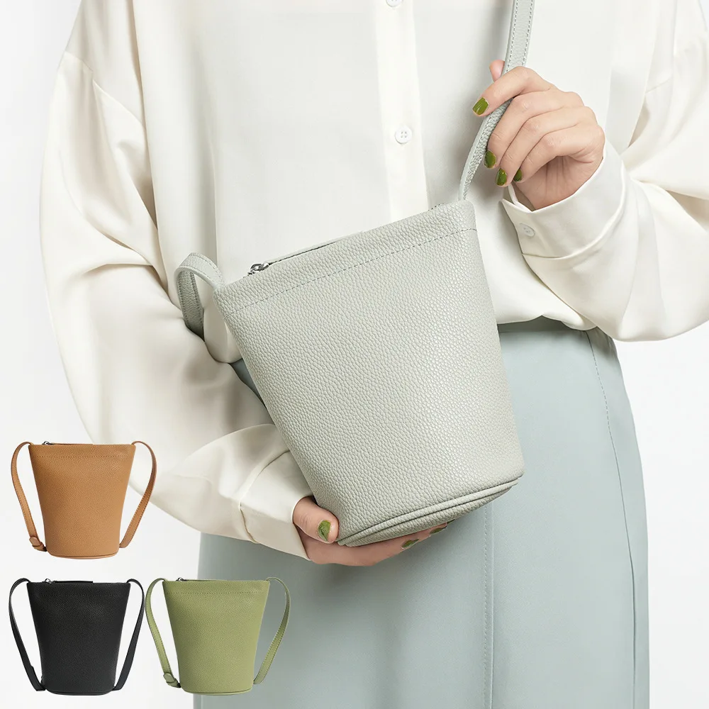 

New women's bag mobile phone bag Genuine Leather small crossbody bag fashion simple shoulder bag girl bucket bag Handbag