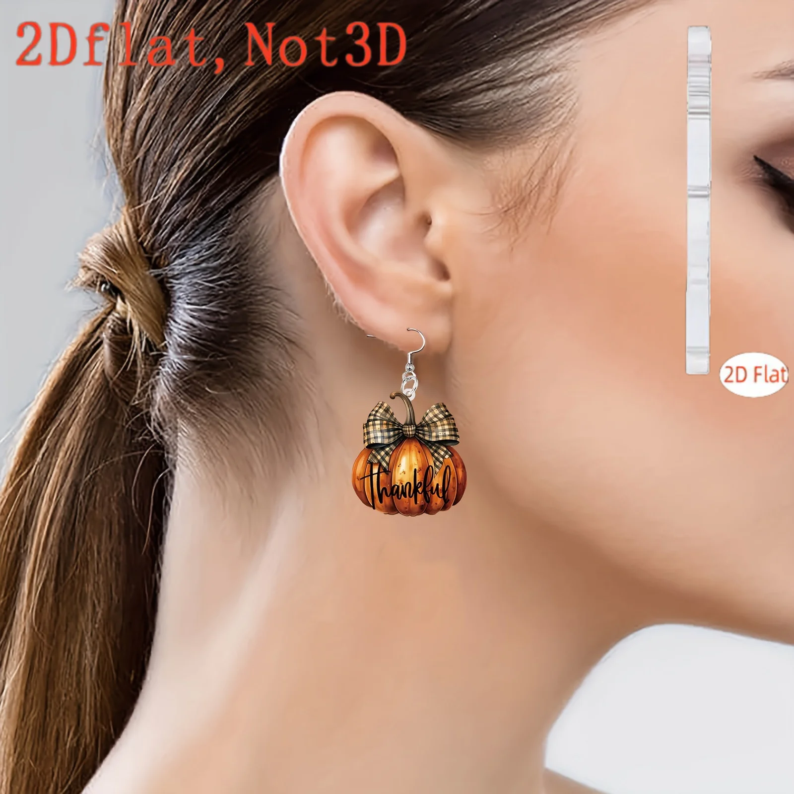 New Cross Border Pumpkin Bow Earrings 2D Flat Acrylic Niche Creative Halloween Pumpkin Jewelry