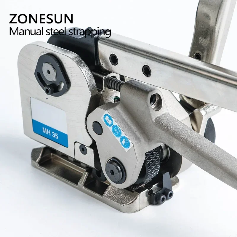 ZONESUN ręczna klamra stalowa maszyna do spinania pasków bezszwowe narzędzie do spinania o szerokości 16/19/25mm grubości 0.55-0.75mm MH35