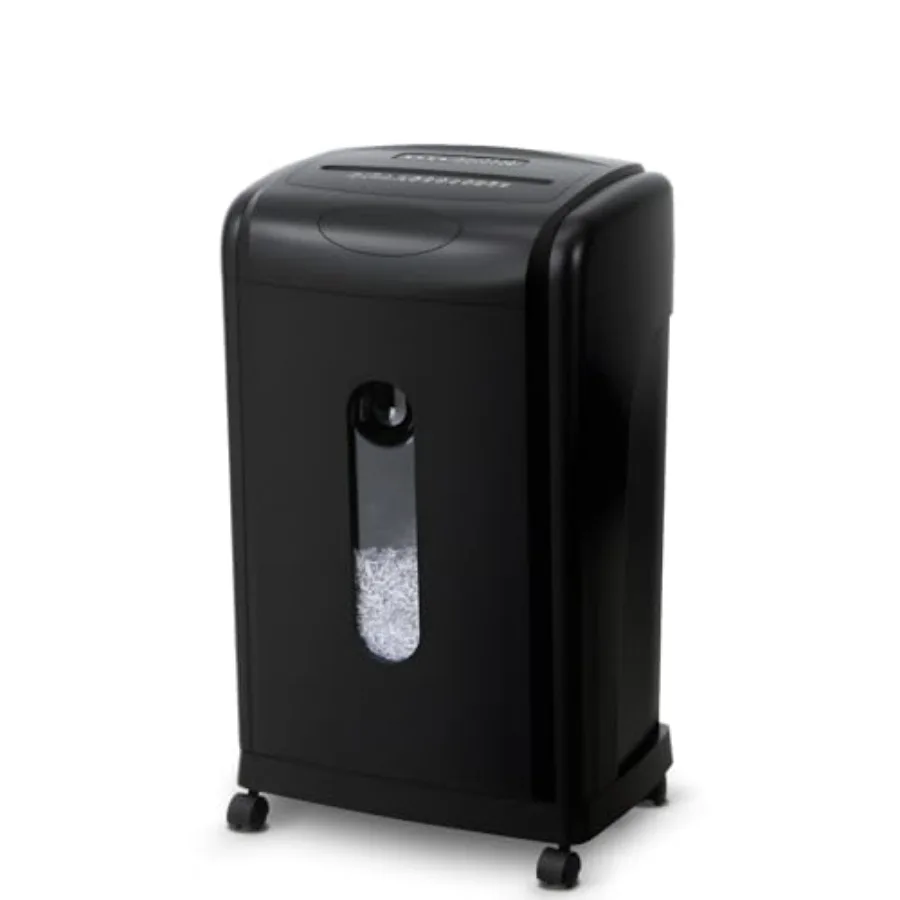 

Home use paper shredder with low noise 48dB, black metal body, micro-cut P-5 security for 10 sheets, CD/credit card shredding,