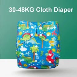 Fralda de pano lavável para crianças e adultos, bolso impermeável, fraldas reutilizáveis, capa adulta, tamanho ajustável, 30-48kg