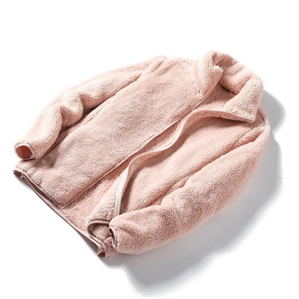 Women Polyester Coat Breathable Polyester Coat Women’s Fuzzy Fleece Jacket with Pockets Long Sleeve Sherpa Coat Soft for Fall