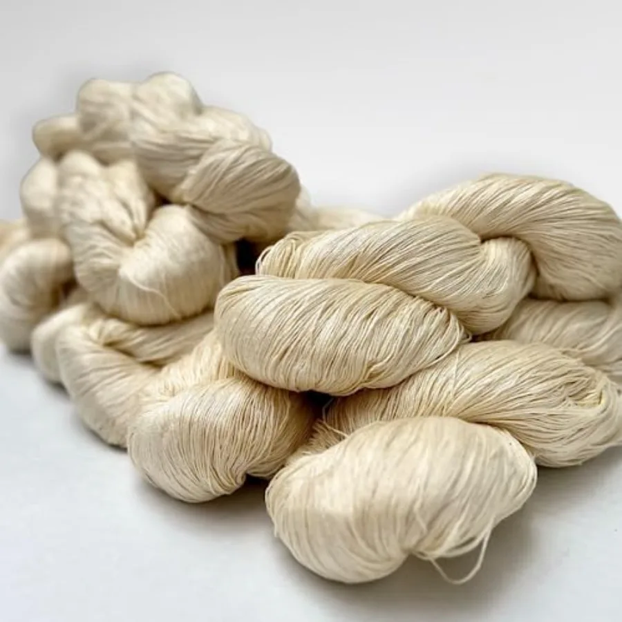 

Mulberry Silk Yarn Lace Weight 6 Ply Yarn 2 Skein Bundle 100% Natural White Undyed, 1200 Yards Per Skein Perfect for Dyeing, Kn