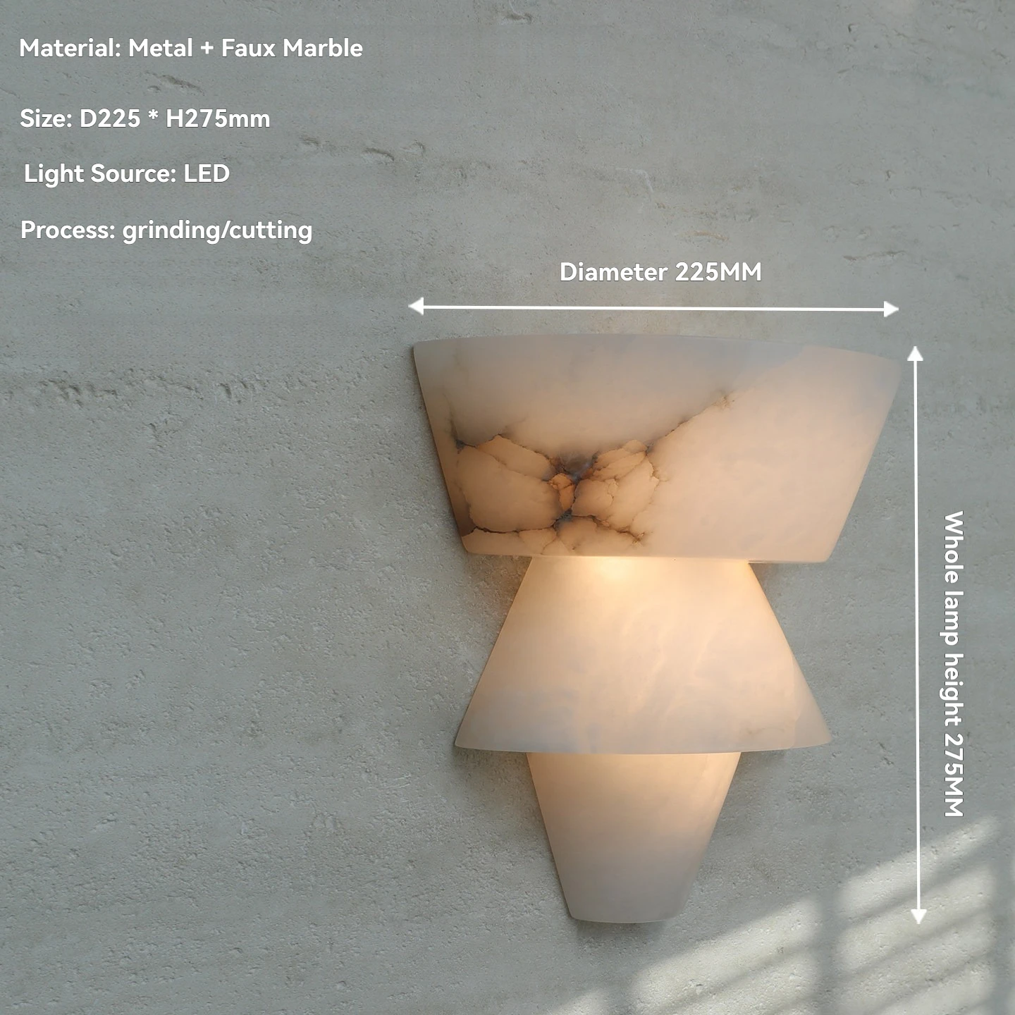 Natural Alabaster Wall Sconces Marble Wall Lamp Bathroom Vanity Light Fixtures White Stone Wall Mount Lamp for Bedroom