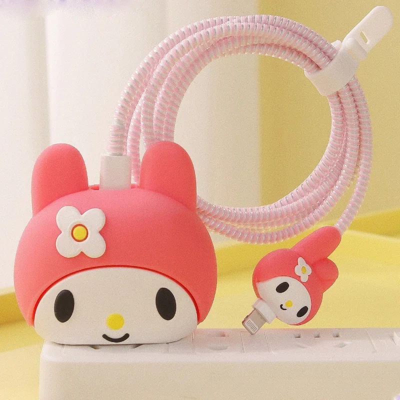 Sanrio Hello Kitty Charger Smart Cover New Cartoon Kuromi Suitable Apple Data Cable Charging Cable Decoration Women Accessories