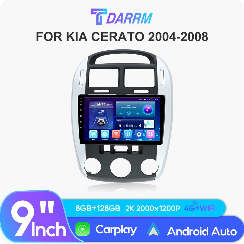 

For Kia Cerato 2004-2008 Car Automotive Multimedia GPS Android 12 Radio Navigation NAVI Player stereo WiF+4G Carpaly Screen