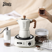 BINCOO double-valve mocha pot electric pottery pot brewed coffee pot home small Italian extraction hand-grinder set