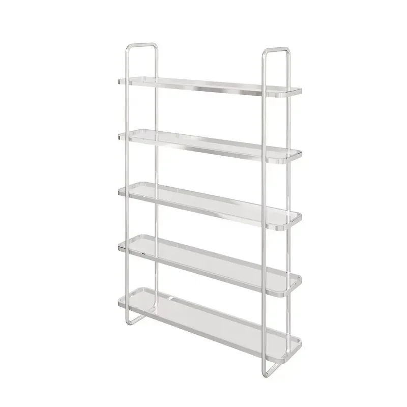 Stainless Steel Glass Display Rack Multi Tier Shelf for Shoe Bag Store Retail Showcase