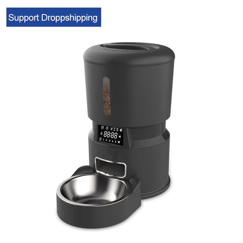 Automatic Dog Feeder Cat Feeder with Stainless Steel Bowls Time Setting Recording Voice Touch Button Control Dog Products