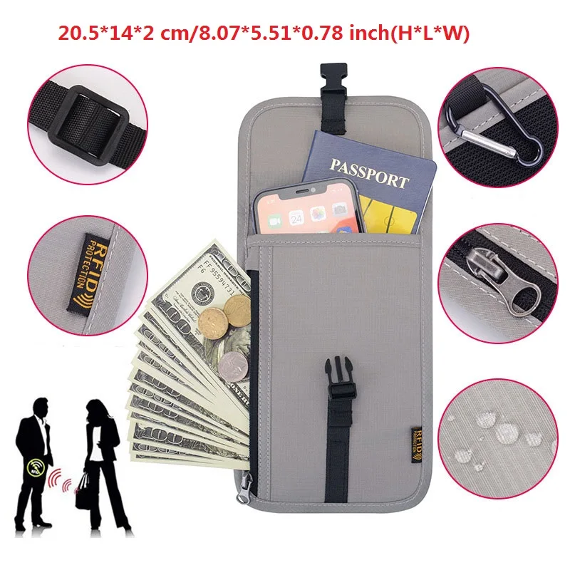 RFID Multifunction Anti-theft Wallet Hidden Travel Neck Pouch Passport Cover Cards Holder ID Card Holder for Men Women